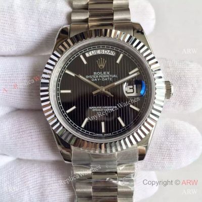 High Quality Copy Rolex Day-Date 40MM Watch MingZhu Movement Black Face